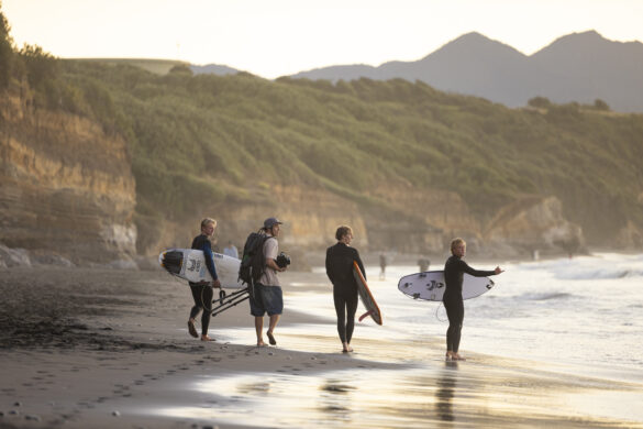 Fern's film crew at dusk. 