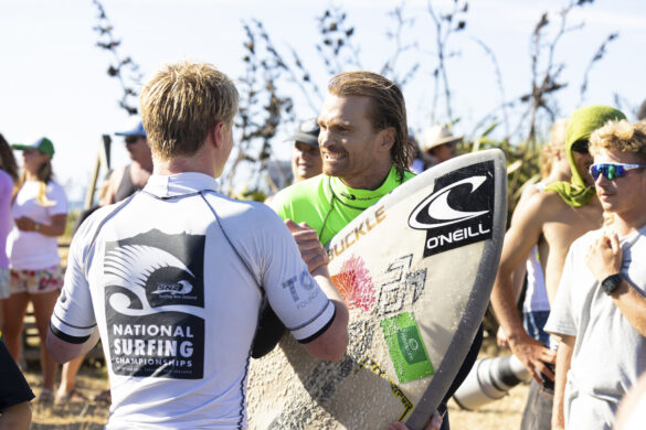 Alexis is congratulated by Zen Wallis.